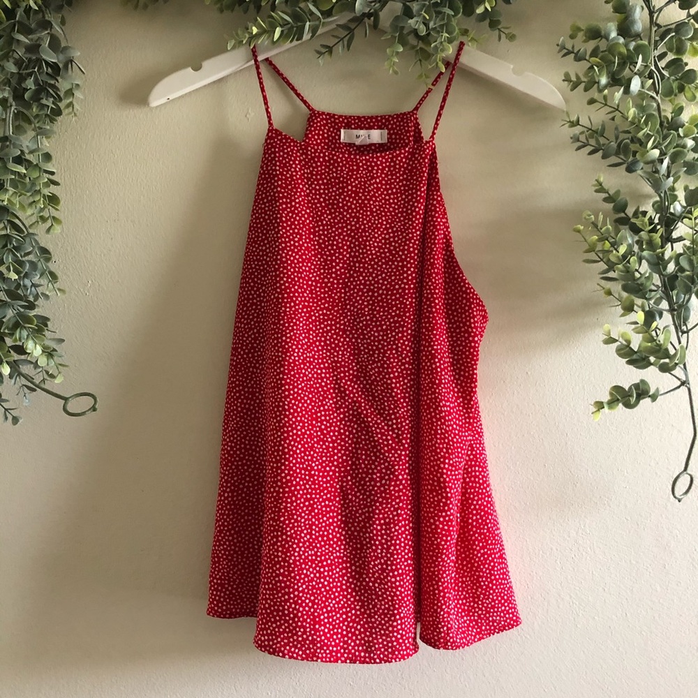 Red polka dot tank